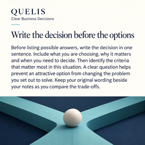 Show the inside the guide of Clear Business Decisions.